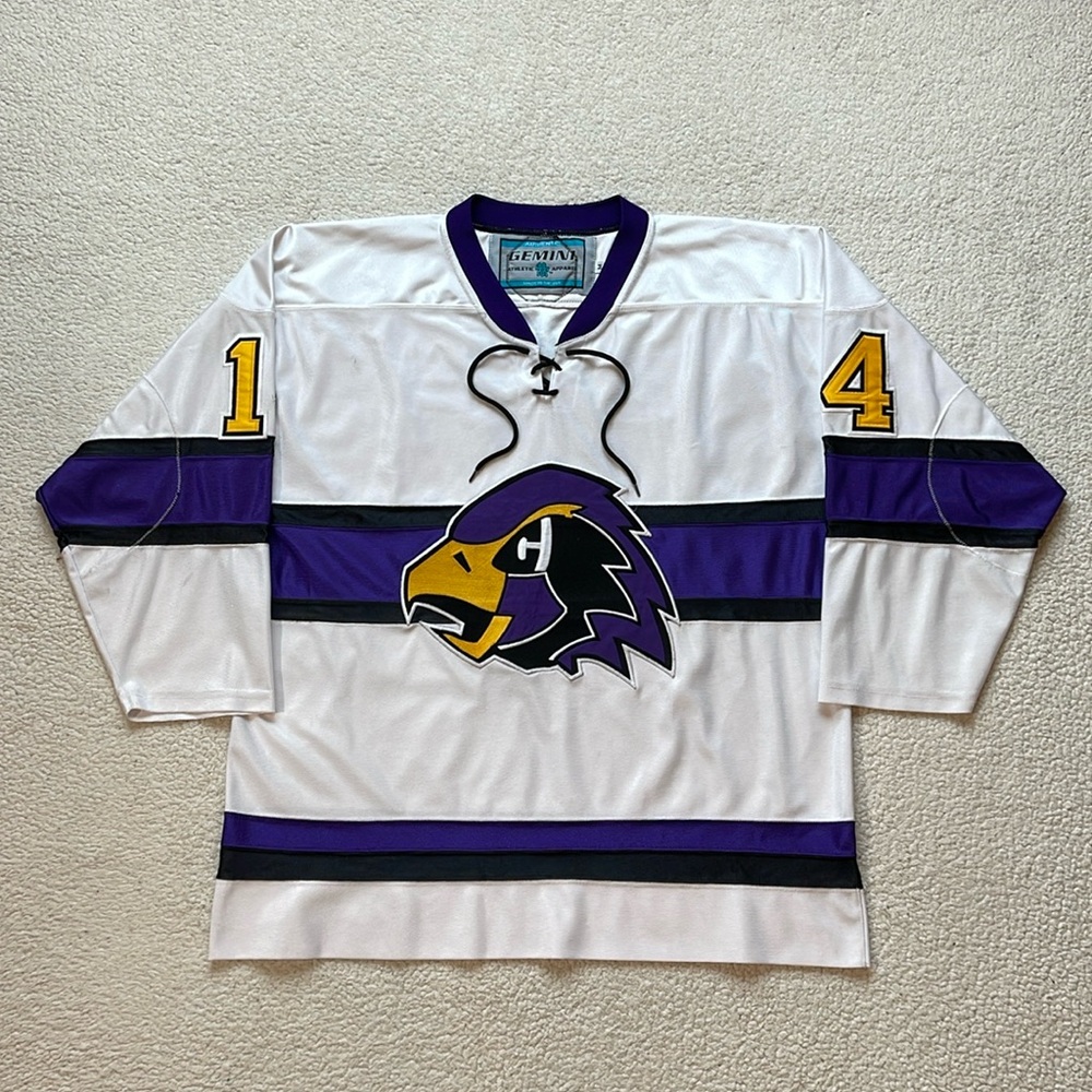Vintage 90s Gemini All Embroidered Cut & Sew Ravens Home Hockey Jersey
